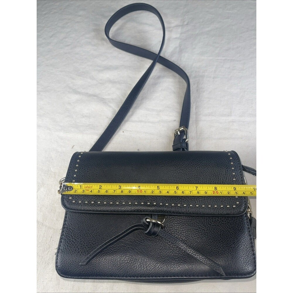 Gussaci Black Crossbody Bag Studded Flap Purse Knot Charm Vegan Leather Medium - Picture 9 of 11